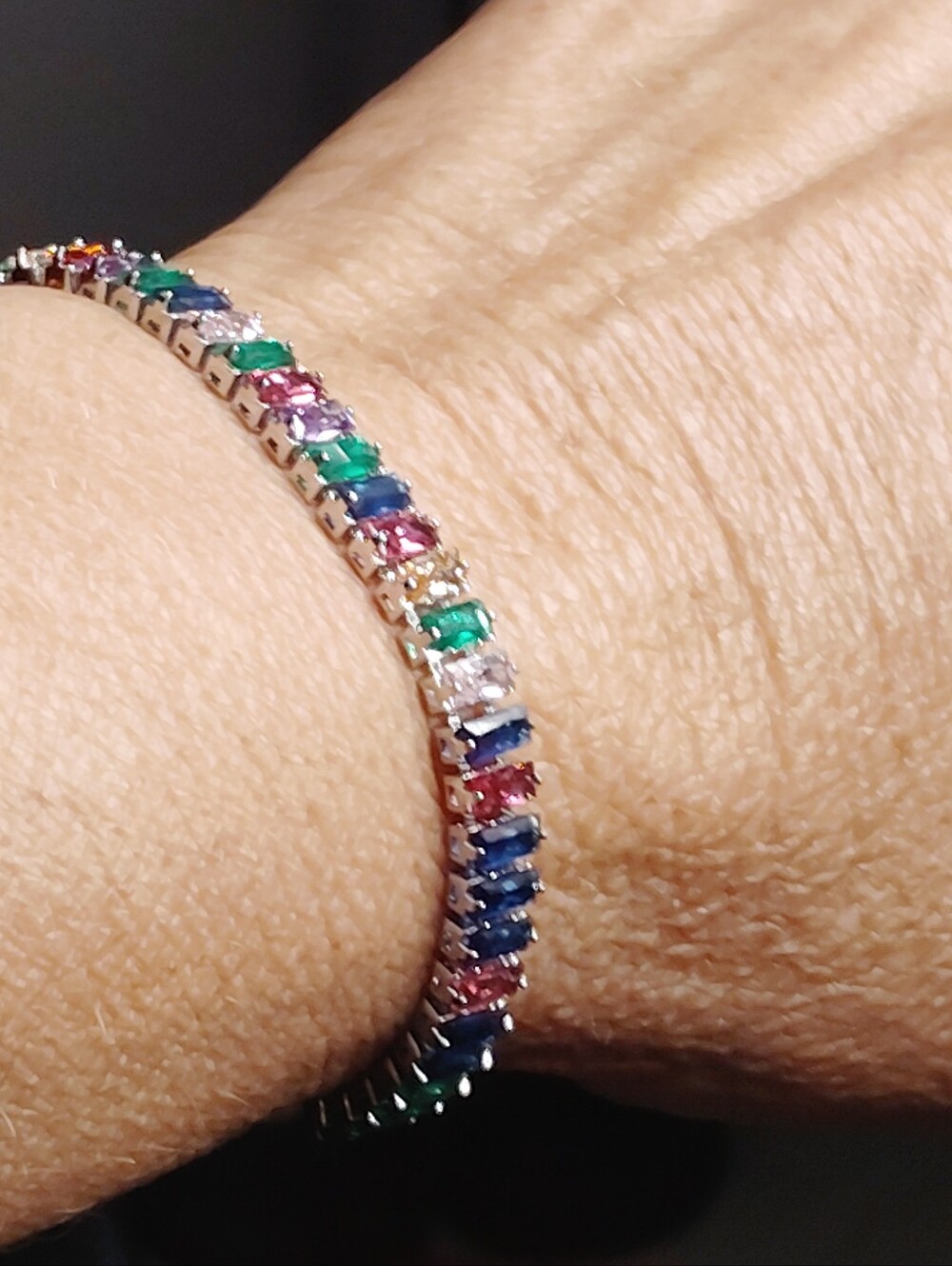 Multi-Color Gemstone Tennis Bracelet for Women